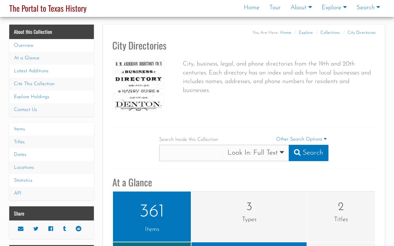 DeSoto previous residents Portal city directory collection