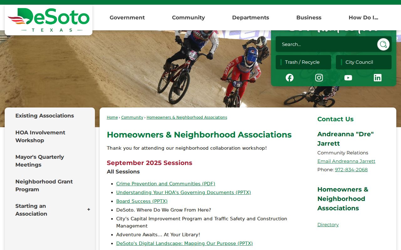 DeSoto neighbors association directory and civic support