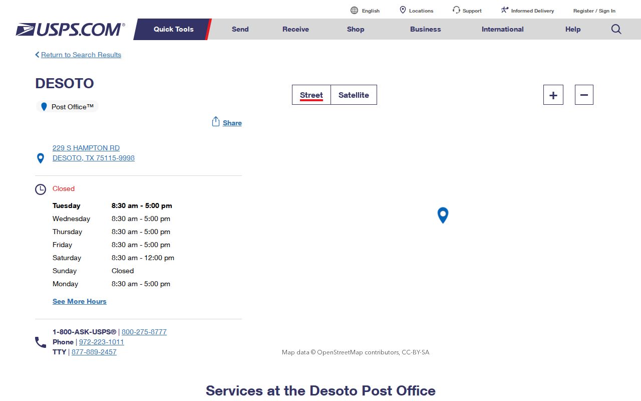 DeSoto ZIP code directory USPS post office result